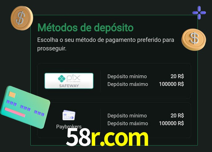 O cassino 58r.com oferece uma grande variedade de métodos de pagamento